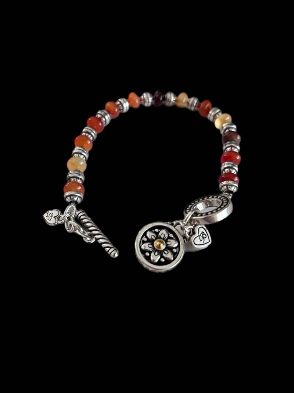 Brighton You Are My Sunshine Agate Beaded Flower Charm Toggle Bracelet.